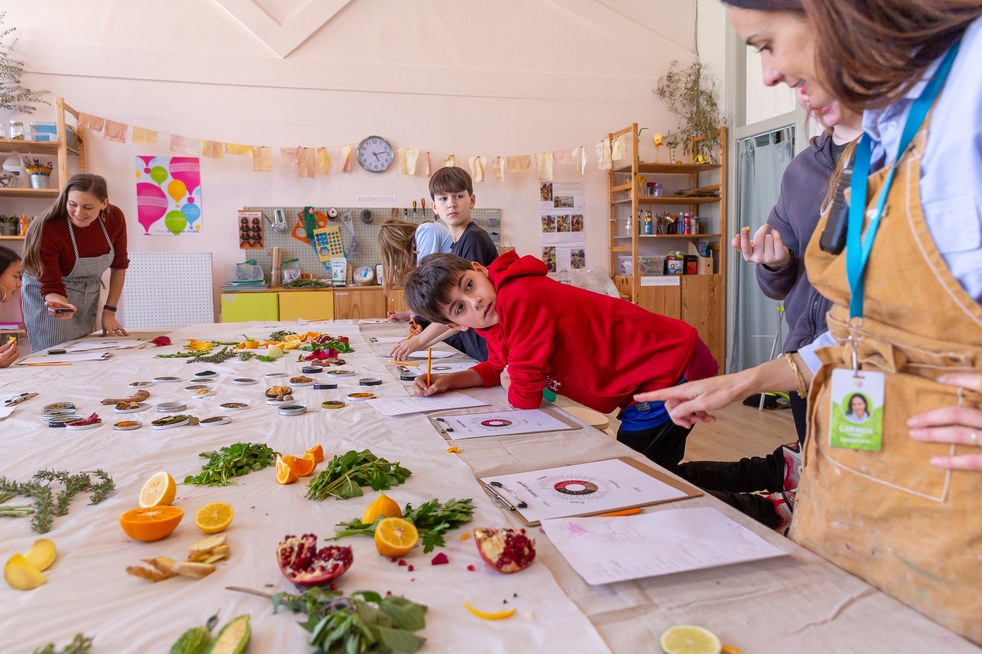 Middle school students working together in a Reggio-inspired classroom