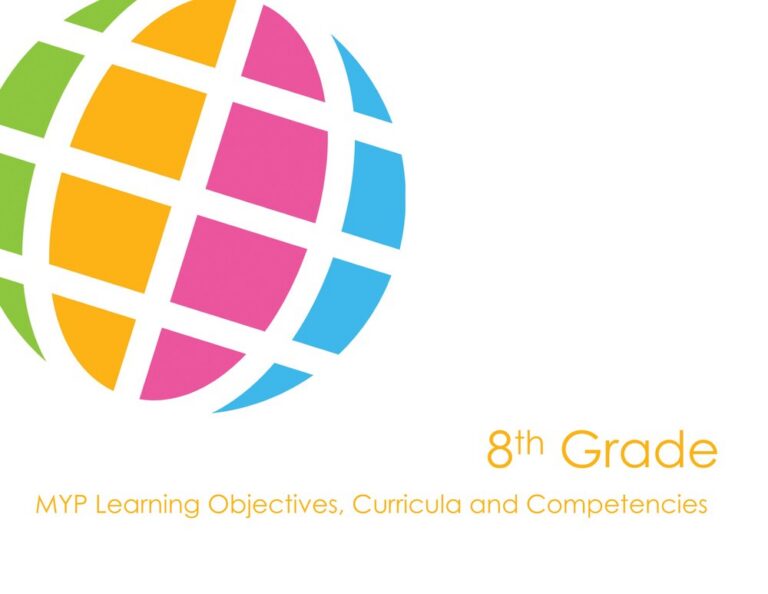First page of the eighth grade curriculum PDF